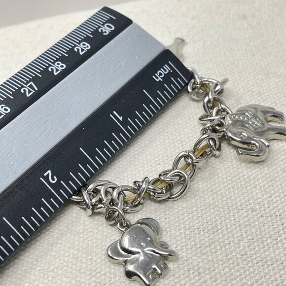 Elephant Charm Bracelet Silver-Tone Chain Stretch Dangle‎ - Picture 7 of 7
